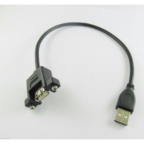 5pcs USB 2.0 A Male To USB A Female Panel Mount Extension Adapter Cable M/F 1FT