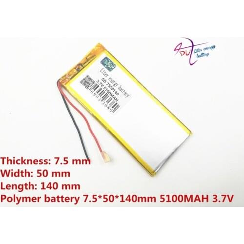 7550140 3.7V 5100mah Lithium Tablet polymer battery With Protection Board For GPS Tablet PC Digital Products