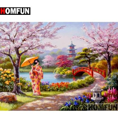 HOMFUN Full Square/Round Drill 5D DIY Diamond Painting "Cherry blossoms" Embroidery Cross Stitch 5D Home Decor Gift A14140