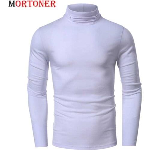 White Mens Turtleneck Top T-shirt 2021 Brand New Slim Fit Long Sleeve Tee Shirt Homme Cozy Soft Cotton T Shirt Men Camisetas