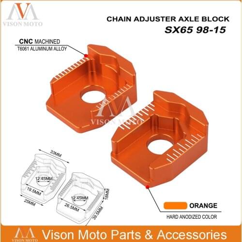 CNC Rear Chain Adjuster Axle Block For KTM SX65 1998-2001 2002 2003 2004 2005 2006 2007 2008 2009 2010 2011 2012 2013 2014 2015
