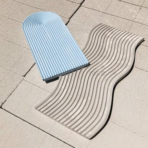 Large Base Tray Concrete Mold Wavy Stripes Design Cement Base Plate Diy Shooting Props Epoxy Cement Epoxy Mold