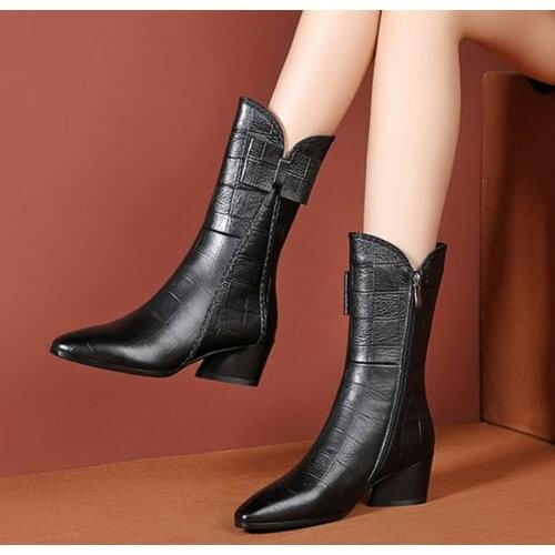 Boots for Women fall/winter 2021 Chunky Mid-heeled Boots for Women mid-heeled ankle boots for women high-heeled Martin boots