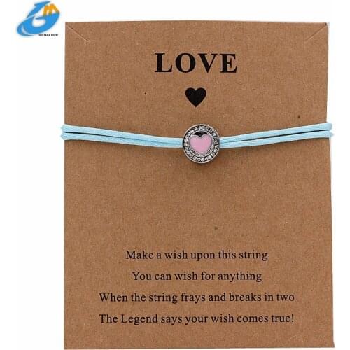 DGW Round Heart Charm Rope Bracelet Beaded Chain Jewelry Free Shipping Fashion Jewelry for Girlfriend Mom Sister Birthday Women