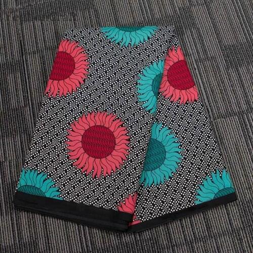 Chzimade 1Yard Sunflower Prints Ankara African Fabric High Quality Polyester Real Wax Fabric For Women Party Dress Diy Craft