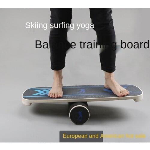 Snowboarding surf balance board core adult fitness exercise training yoga practice wooden board
