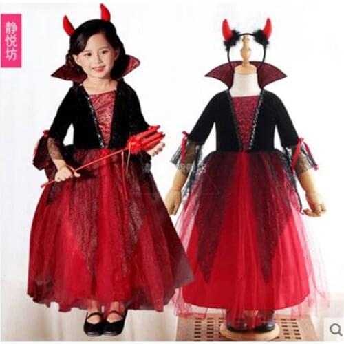Childrens Halloween Costume Princess Evil Vampires Cosplay Costume For Girls H
