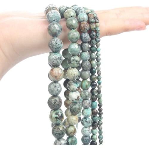 Faceted Blue Pine Natural Stone Beads Round Loose Spacer Beads for Jewelry Making Needlework DIY Bracelet Necklace 4/6/8/10/12MM