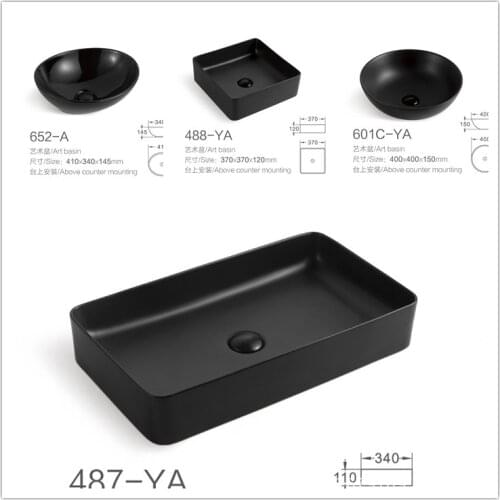 Nordic ceramic washbasin square basin Matte black bathroom European art washbasin home basin