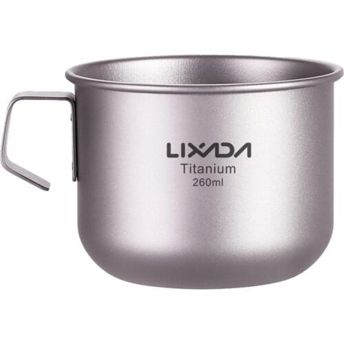 Lixada 230ml/260ml Lightweight Titanium Coffee Mug Water Cup Tea Cup for Home Office Outdoor Camping Hiking Backpacking Goods