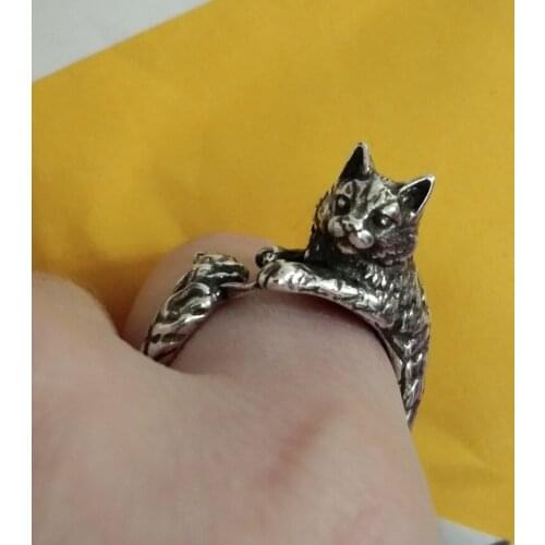 New Vintage Charming Cute Cat Ring for Women Punk Party Gothic Ring Girl Daily Hip Hop Rock Bague Retro Exquisite Animal Jewelry