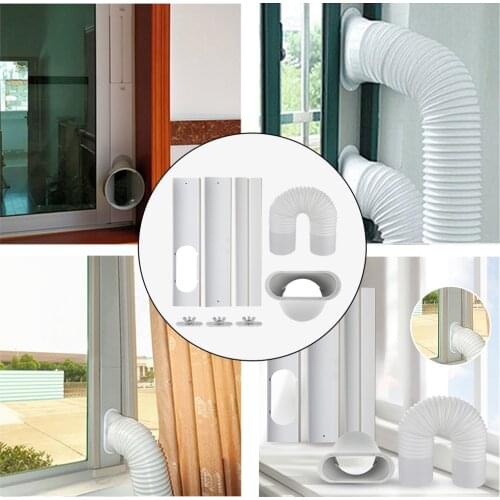 Window Vent Kit Seal AC Adjustable For Portable Air Conditioner Plate With 15cm Tube Adapter Exhaust Hose &Screw for Door Window