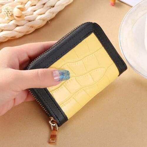 Crocodile Pattern Business Card Holder Wallet Women 11 Bits ID/Credit Card Holder Female PU Leather Card Case Small Wallet Purse