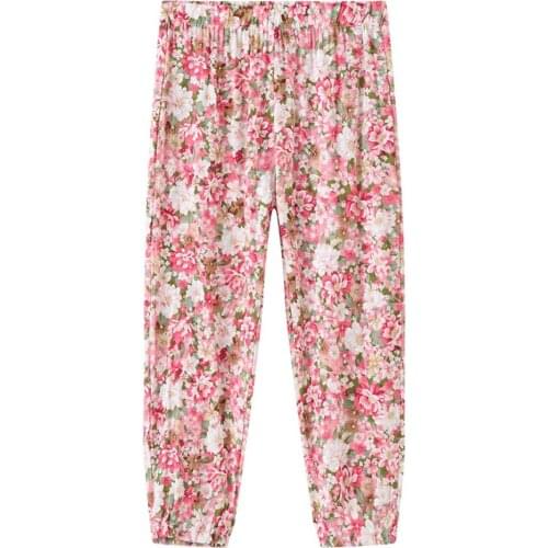 Summer Cotton Baby Girls Floral Pattern Anti-mosquito Bites Harem Pants