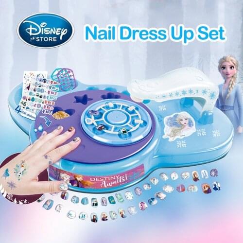 Disney Frozen DIY Nail Sticker Machine Gift Box Elsa Tattoo Stickers Children Nail Stickers Toy Girl Birthday Gift Makeup Toys