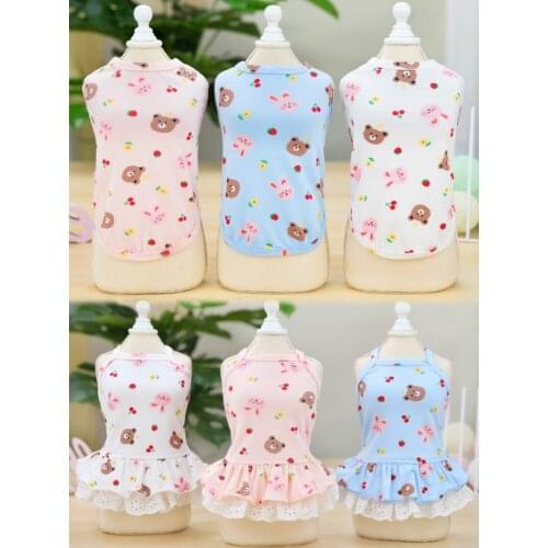 Cute Dog Clothes Summer Couple Pet Clothing Yorkshire Poodle Pomeranian Schnauzer Bichon Corgi Costume Cat Dog Dress Vest Dresse
