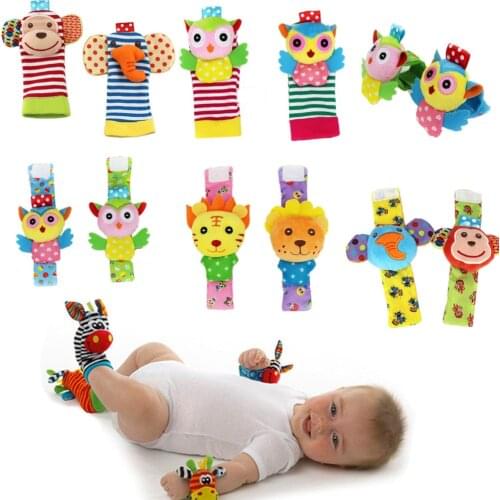 Cartoon Infant Baby Kids Rattle toys Soft Animal Baby Wrist Rattle and Baby Foot Socks Rattle Toys 0~24 Months 30% off