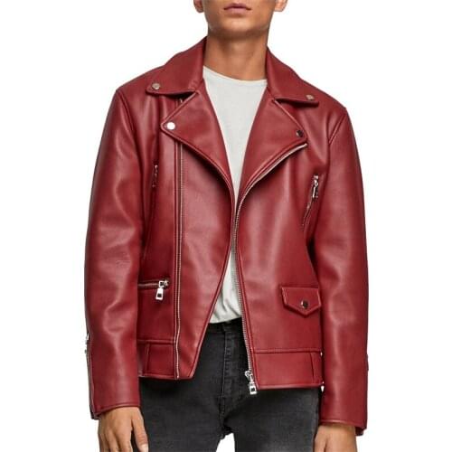Custom high quality motor bike windbreaker red leather jacket for men