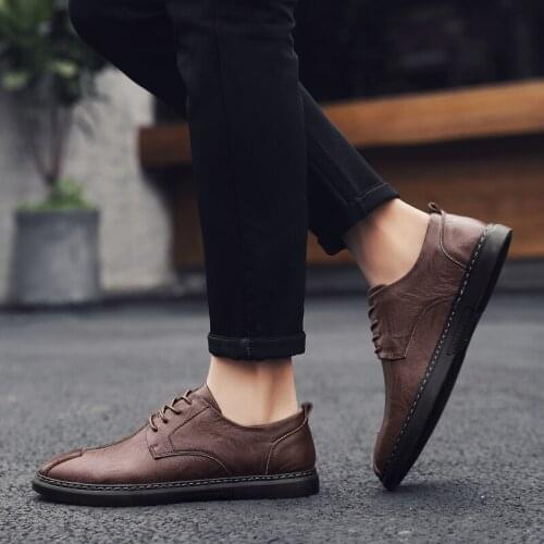 Zapatos Hombre Casual Men Casual Flat Shoes Leisure Mens Leather Black Man Fashion 2020 Male Shoe Mens Causal