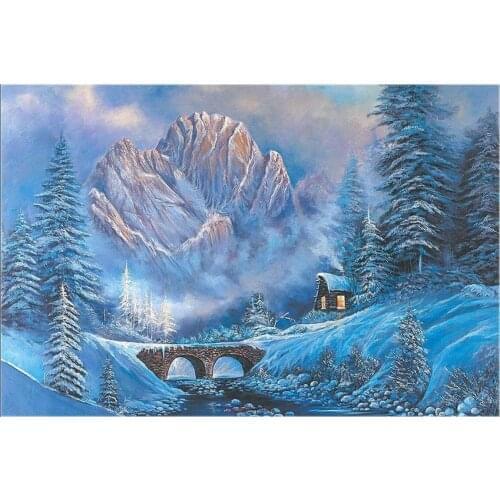 Full Embroidery Counted Cross Stitch Kits Needlework - Crafts 14 ct Aida DIY Arts Handmade Decor Oil painting - Winter Scene