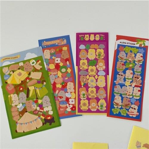 Ins Cartoon Cute Squirrels Colorful Cute Stickers Kawaii Sealing Post It DIY Mobile Phone Notebook Decorative Sticker Stationery