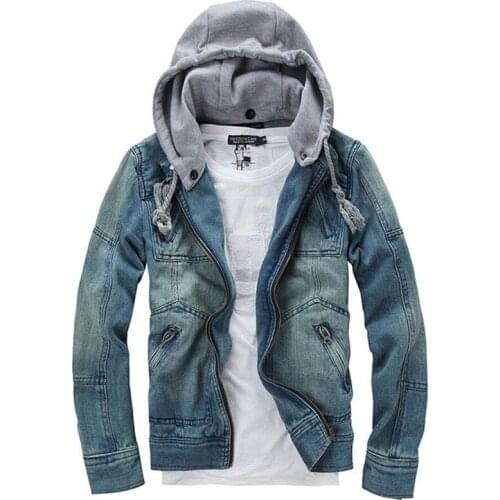 2021 New Foreign Male Fashion Denim Jacket Detachable Hooded Men Denim Jacket Denim Jacket Jeans Size M-5XL Z024