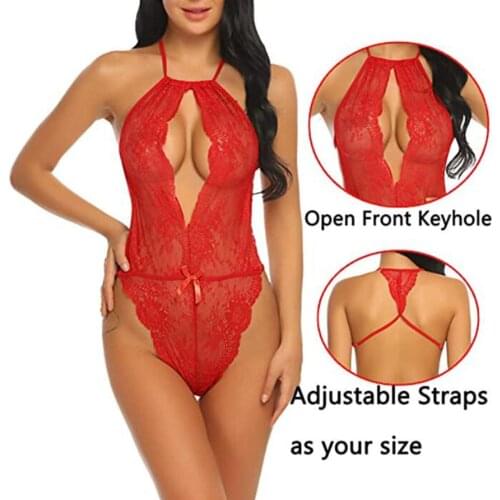 New Fashion Lace Sexy Lingerie Underwear Hollow Bowknot See-through Backless Sexy One-piece Women Lingerie Bodysuit