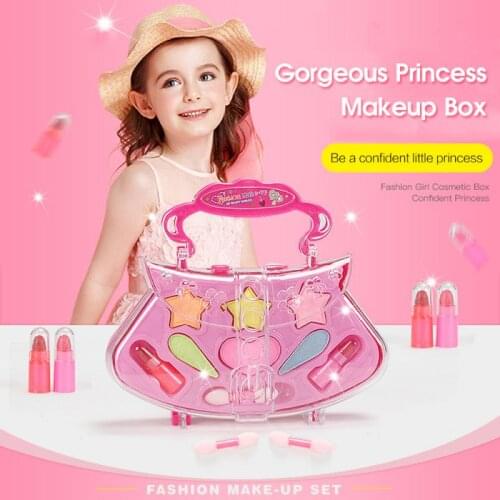 NEW Princess Pretend Makeup Set Girl Play House Make-up Toy Portable Box Cosmetic Toy Pink Girl Heart Toy