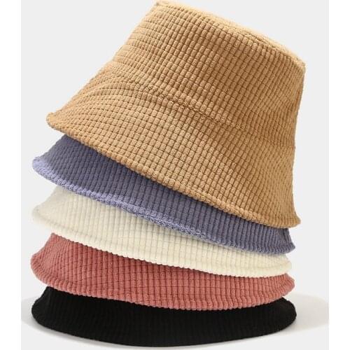 Autumn Winter Bucket Hat Solid Fisherman Hat Corduroy Sun Hat Reversible Hip-hop Cap Foldable Hunting Hat Fishing Cap for Women