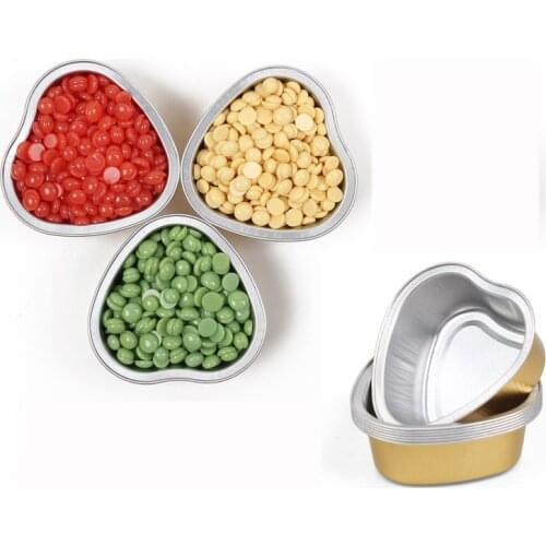 Melting Wax Beans Bowl Heart Shape Waxing Bowl Aluminum Foil Gold Color Hair Removal Hot Film Wax Melting Tools for Female Male