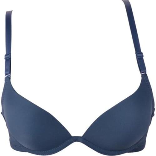 Japanese-Style Simple Plain Girl Push Up Bra Summer Thin Cup Gathered Bust Small Chest Sexy Bralette Underwear Female Deep U Bra