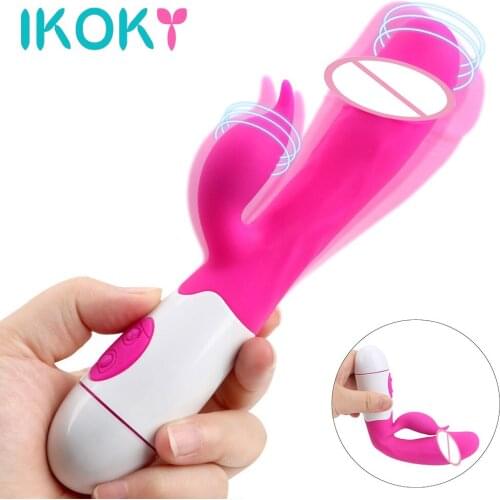 IKOKY Realistic Penis Female Masturbator 30 Speeds Clitoris Stimulator Double Vibration Sex Toys For Women G Spot Dildo Vibrator