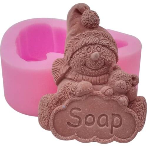 Christmas Decorating Soap Mold Mould 3D Snowman Silicone Molds for Mousse Cake Soap Wax Making