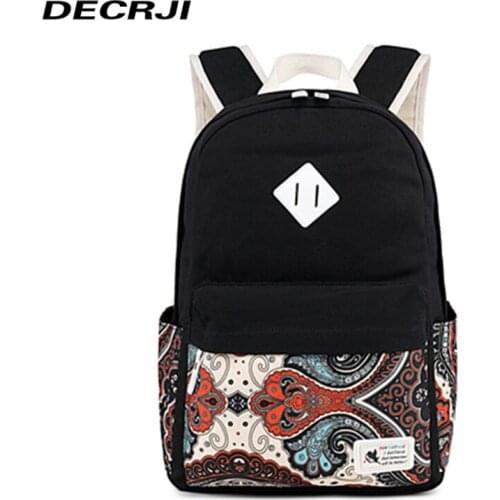 DECRJI Printing Laptop Backpack School Bags For Teenage Girls High Quality Mochila Mujer Ladies Backpack Female Rucksack Bagpack
