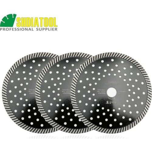 SHDIATOOL 3 Pcs 180MM Diamond Hot Pressed Diamond Turbo Blade Multi Holes For Aterial Ceramic Tile Granite Cutting