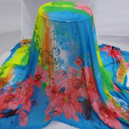 75D Chiffon Twistted Print Clothing Silk Scarf Floral Printed Dress Fabric