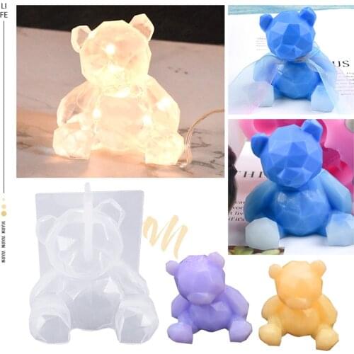 Geometric Kawaii Bear Bunny Christmas Deer Silicone Epoxy Resin Molds Diy Cute Anime Resin Mould Tools For Home Room Decorations