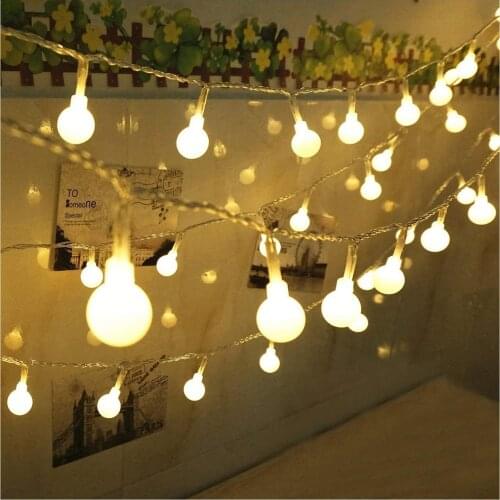 LED Fairy String Lights Round Ball Garland Lighting Lamp Battery Operated Holiday Wedding Christmas Lights Wall Room Decoration