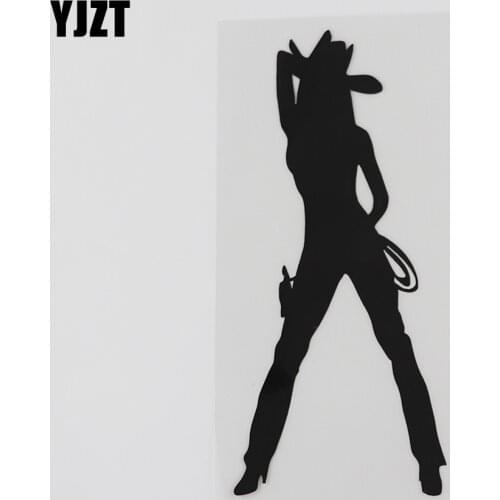 YJZT 6.8CMX15.2CM Hot Sexy Girl Texas Cowboy Rider Decal Vinyl Car Sticker Black/Silver 8A-0520