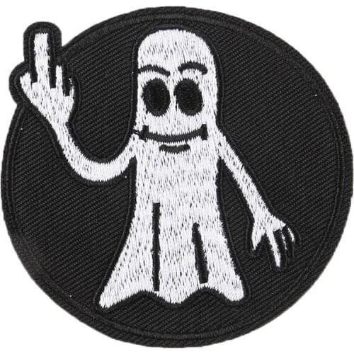 Funny Middle Finger Despise Ghost Lovely Sticker Embroidery Clothes Stripe Appliques Decorative Iron on Patch for Hat Jacket
