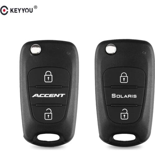 KEYYOU Replacement Flip Folding Remote Key Shell 3 Buttons For Hyundai Solaris Accent 2018 Fob Keychain Car Key Case Cover