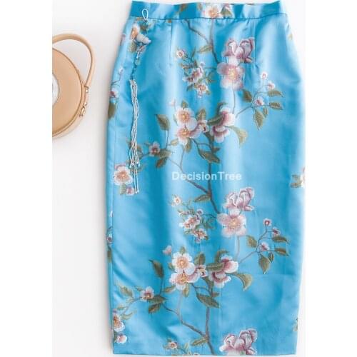 2021 women retro cheongsam skirt for women qipao anime party club oriental skirt Elegant Lady Highwaist Cheongsam Skirts