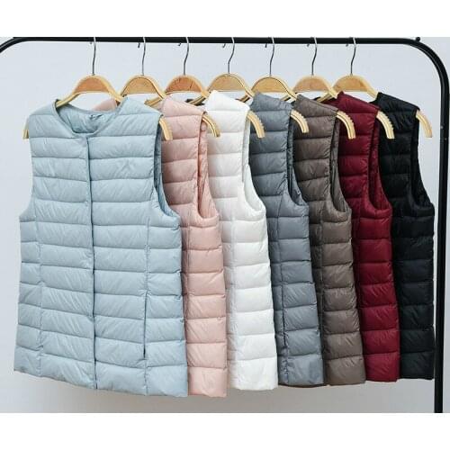 2020 Puffer Vest Women Ultra Light Down Jacket Sleeveless Jacket Short Waistcoat Chalecos Para Mujer RSMJ1001 KJ3079