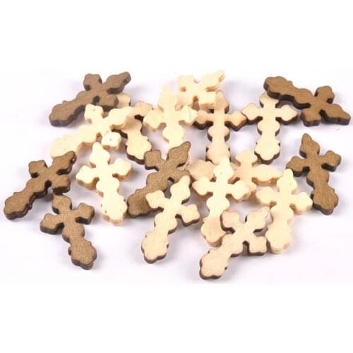20pcs Cross pendants Wooden Decorations Ornaments Hanging Pendant Jewelry Kids Gifts Wood DIY Craft Supplies MT2593