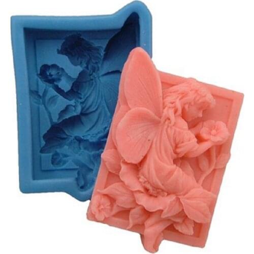 Flower Fairy Angel Square 3D Silicone Handmade Soap Mould Soap DIY Mold Resin Clay Craft Art Candle Making Mold 3D Soap Mold