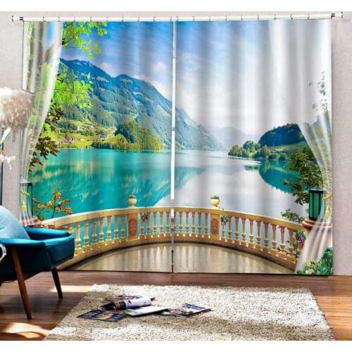3D Curtain fashion customized 3D Window Curtains Living Room wedding bedroom balcony Landscape curtains