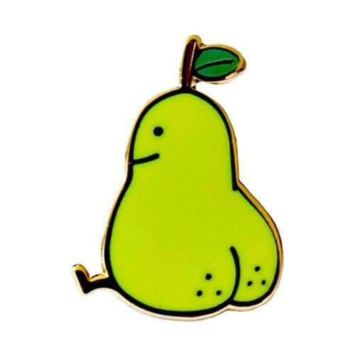 Pear butt enamel pin cute fruit brooch funny art badge adventure theme jewelry novelty gift for girls kids