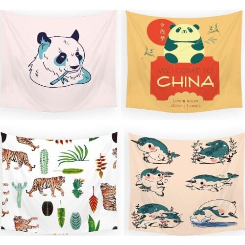 Cartoon animal geometric print boho decor tapestry psychedelic witchcraft supplies home decoration wall room decor aesthetic