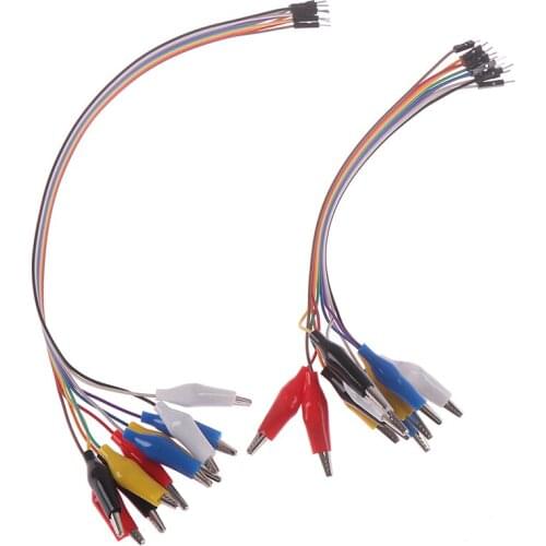 20/30cm 10pin Double-end Alligator Clip jump Wire Male Female Crocodile Clip Test Lead Jumper Wire Line Cable for DIY Connection