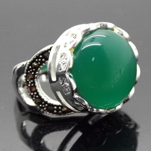 Nice valentise gift Natural Green 925 Sterling r Ring Size 7/8/9/10 35
